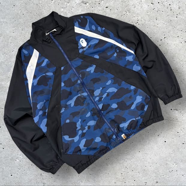 [XL] 베이프 A Bathing Ape 블루 카모 트랙 자켓 B403