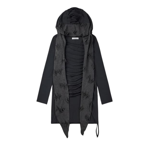 구해요) 보니앤키예 후드 스카프 드레스 챠콜