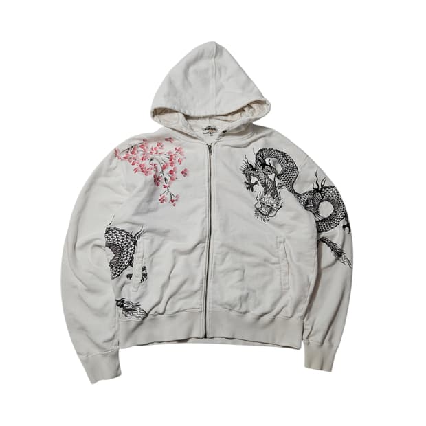 카라쿠리 다마시 드래곤 사쿠라 후드집업 2XL XXL
