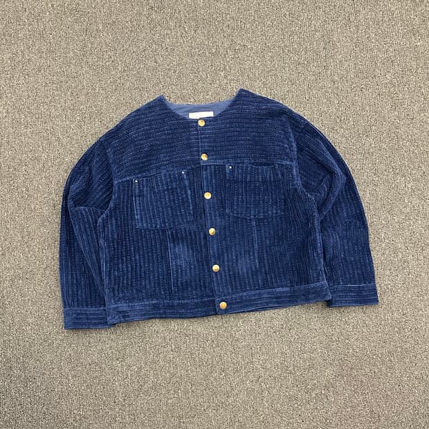 OS)Japanese vintage 여성 블루 코듀로이 자켓