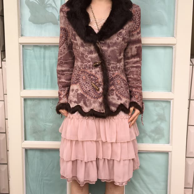 Ornament pattern rabbit fur mustang