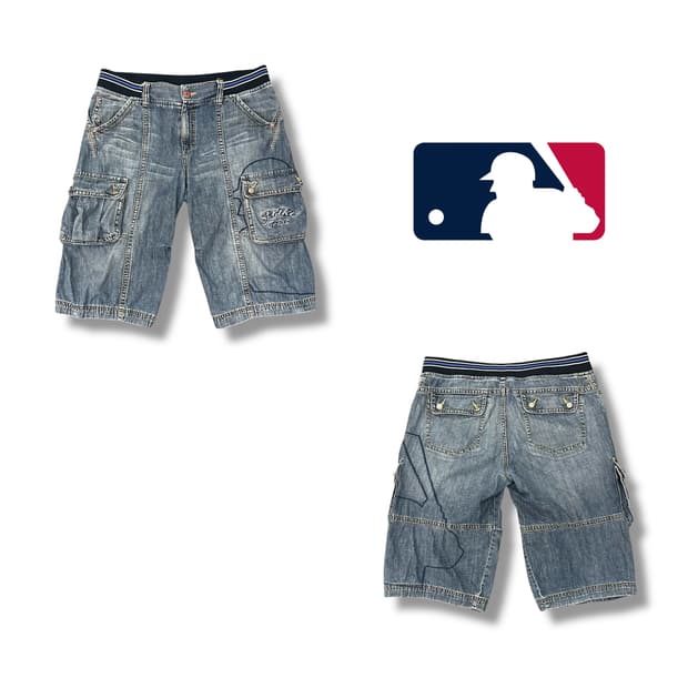  mlb 데님 카고쇼츠 y12098