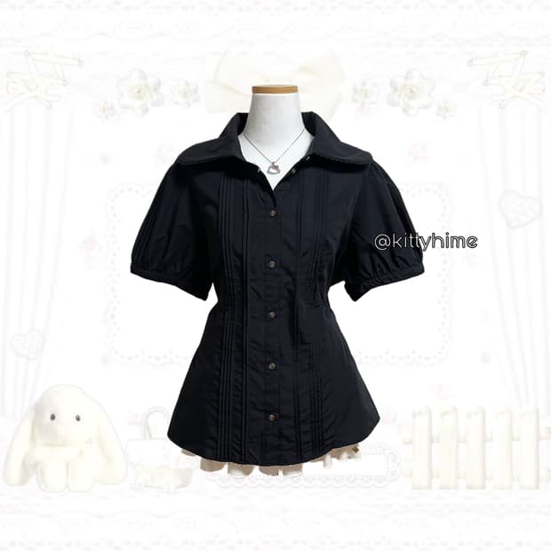 공겜여주st 블랙 홍콩 블라우스 (새상품) 