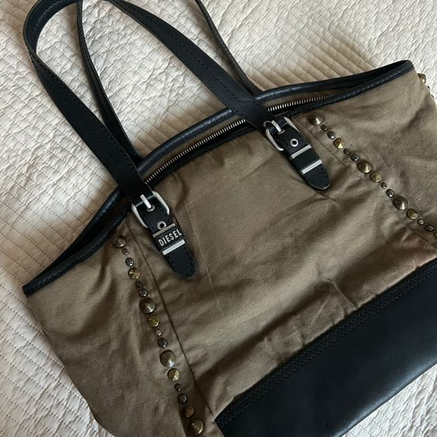 DIESEL Japan Vintage 캔버스 레더 숄더백 브라운
