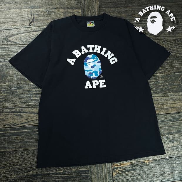 [베이프] ABC 카모 컬리지 티셔츠 블랙 블루 P01732