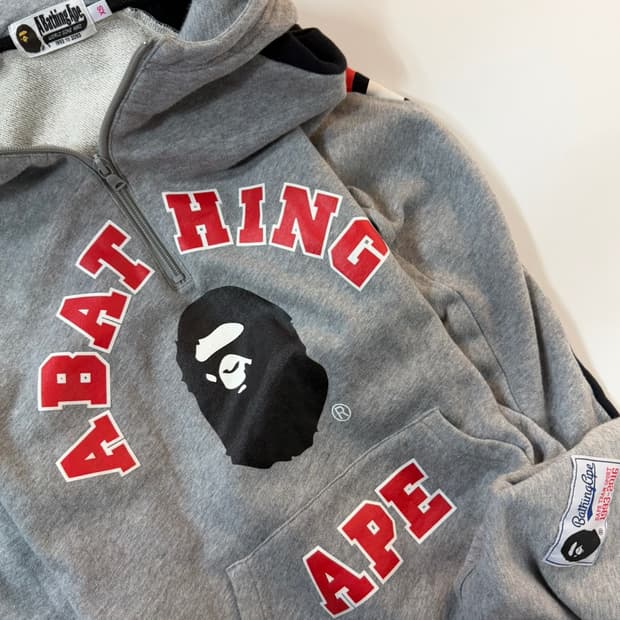 베이프 컬리지 로고 하프 집업 후디 