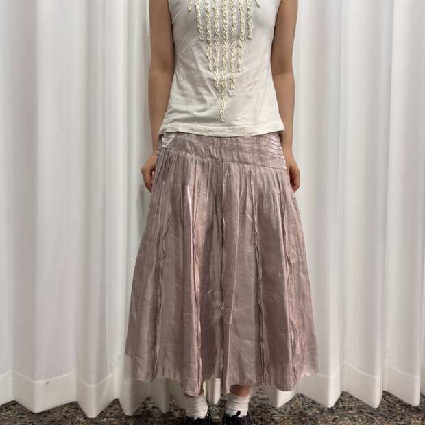 glossy soft pink design skirt
