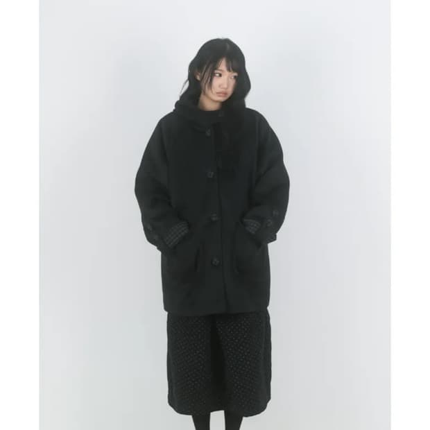 나이엔 체크포인트 하프 후드 코트