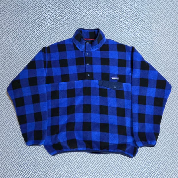 (L)파타고니아 블루 버팔로체크 패턴 신칠라 플리스