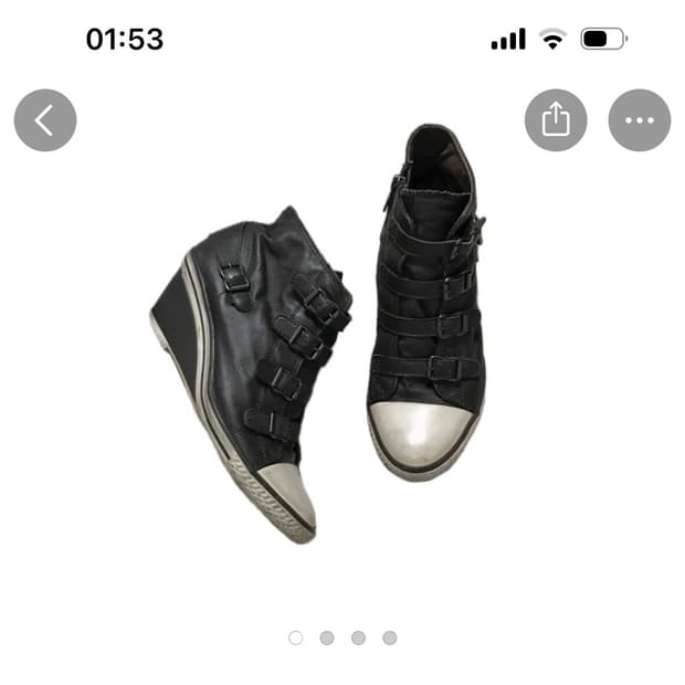 Ash 애쉬 다크브라운 버클 웨지힐 스니커즈