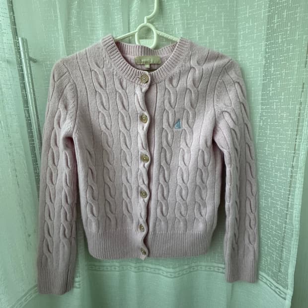 빈폴 연핑크 가디건 XS