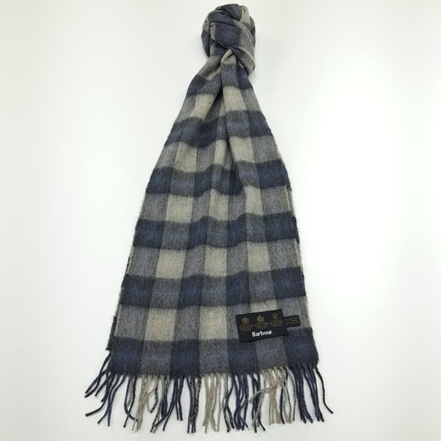 MX247 바버 네이비잉크 버팔로체크 램스울 캐시미어 목도리 머플러
