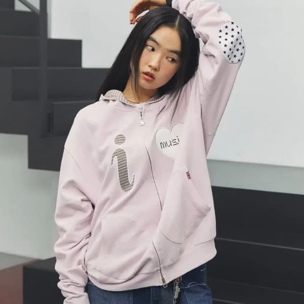 카비시 후드 집업 핑크 S