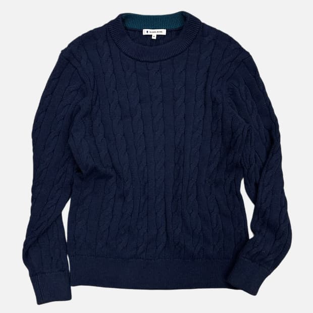 GLOBAL WORK navy cable knit