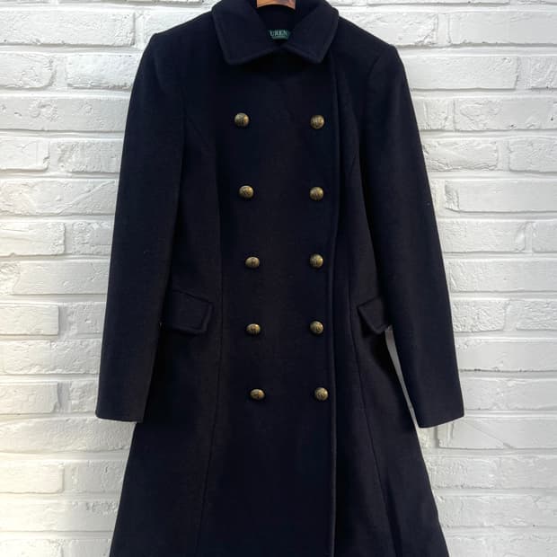 로렌 랄프로렌 네이비 더블버튼 롱코트