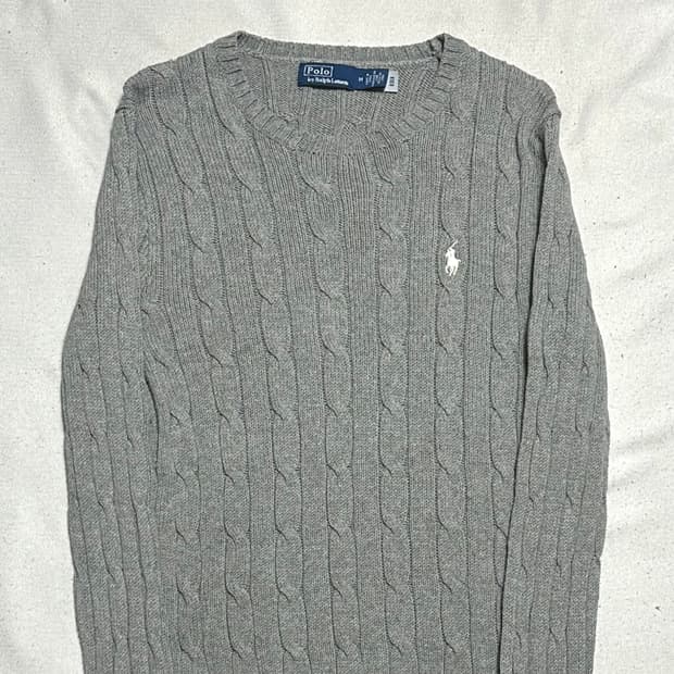 M 폴로랄프로렌 여성용 그레이 케이블 니트