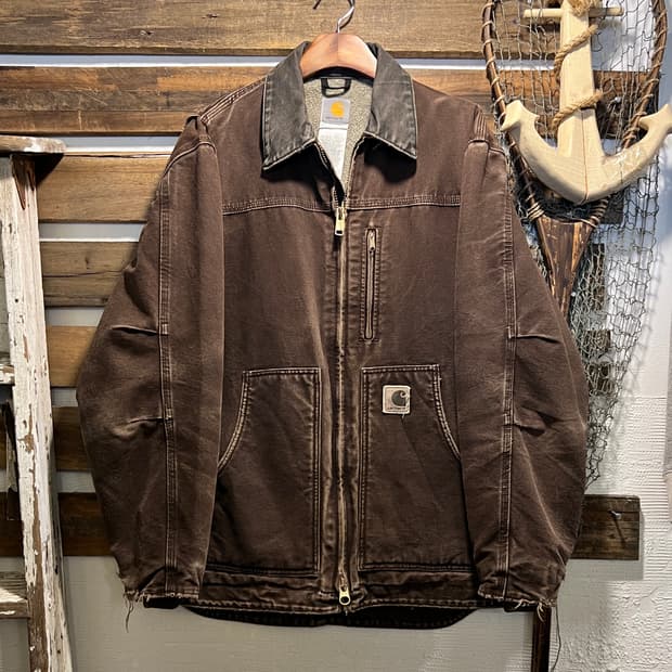 [M]칼하트 USA C61 빈티지 워싱 다크브라운 캔버스 워크 자켓
