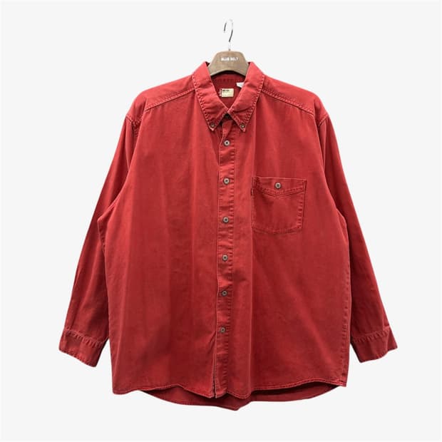 리바이스 레드탭 코튼셔츠 원포켓 양각버튼 디테일 레드