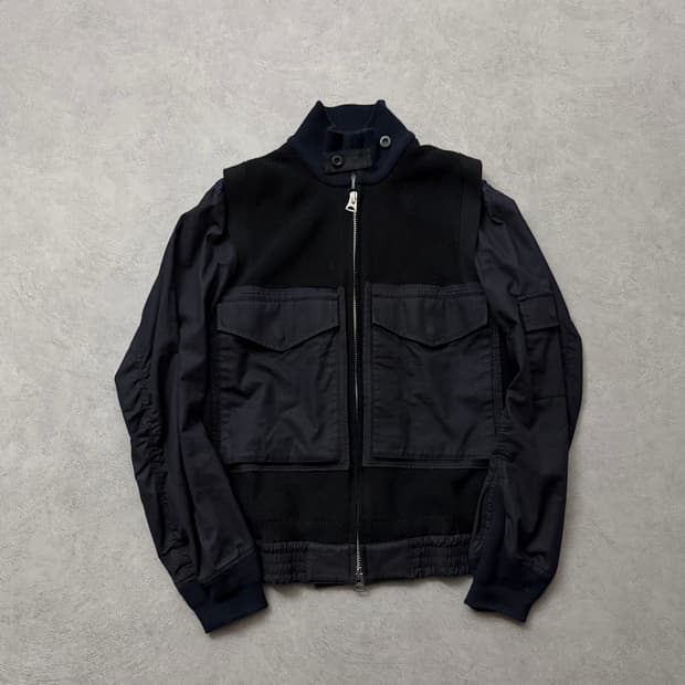 Sacai 니트 믹스 MA-1 하이브리드 자켓
