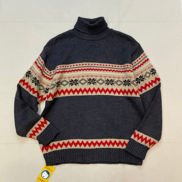 빈티지 노르딕 폴라니트 챠콜