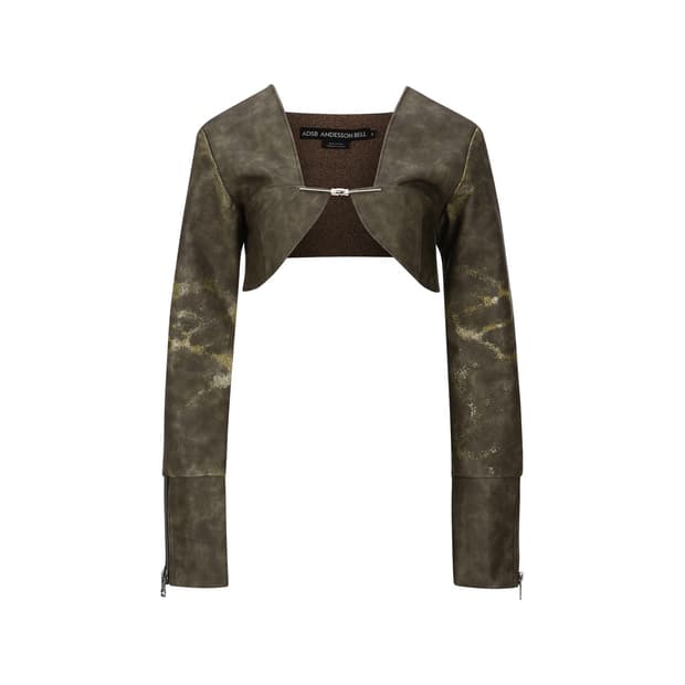 앤더슨벨 볼레로 크롭 포레더 가죽자켓 빈티지 브라운 카우걸 가디건