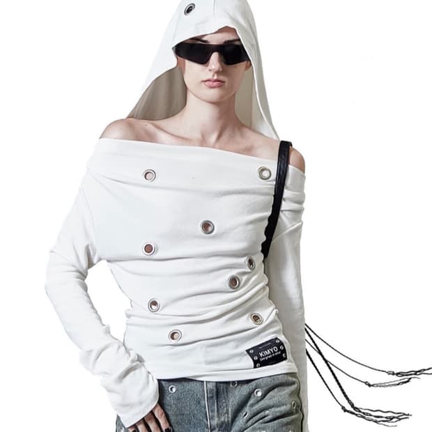 kimyo 키묘 hooded batwing top 아일렛 후드탑
