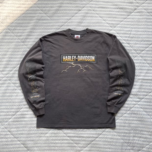 빈티지 할리데이비슨 라이트닝 롱슬리브 티셔츠