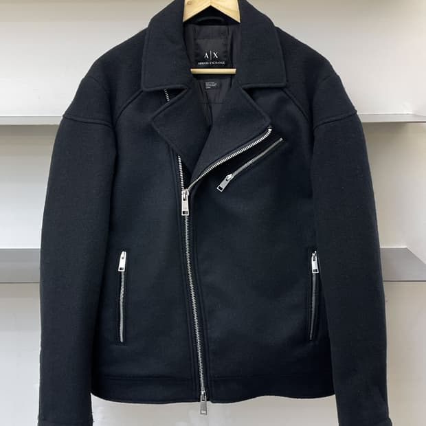 아르마니익스체인지 투웨이 커프 집업 바이커 자켓