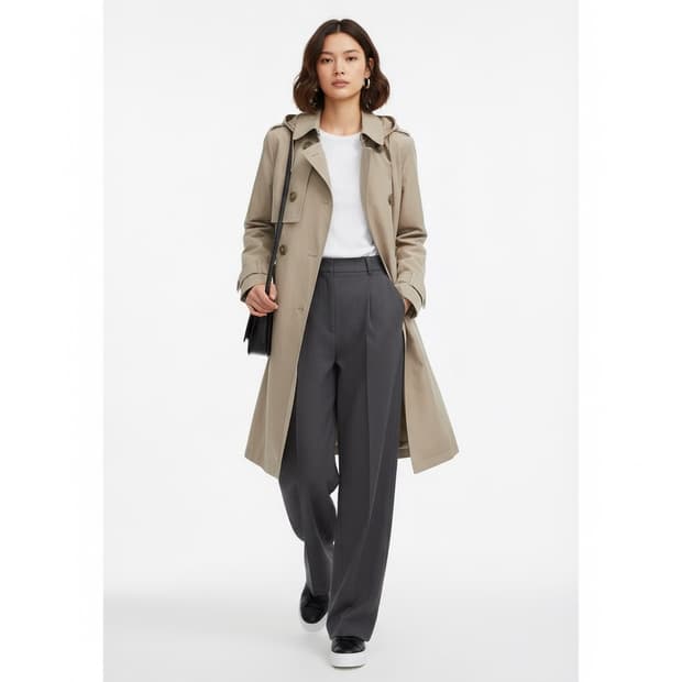 Burberry 버버리 베이지 후드 트렌치 코트 M (클래식,데일리)