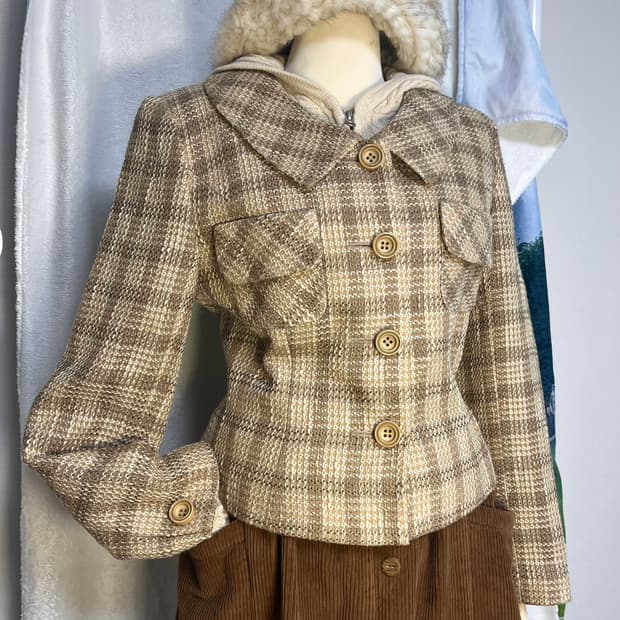 일본 빈티지 체크 울 자켓