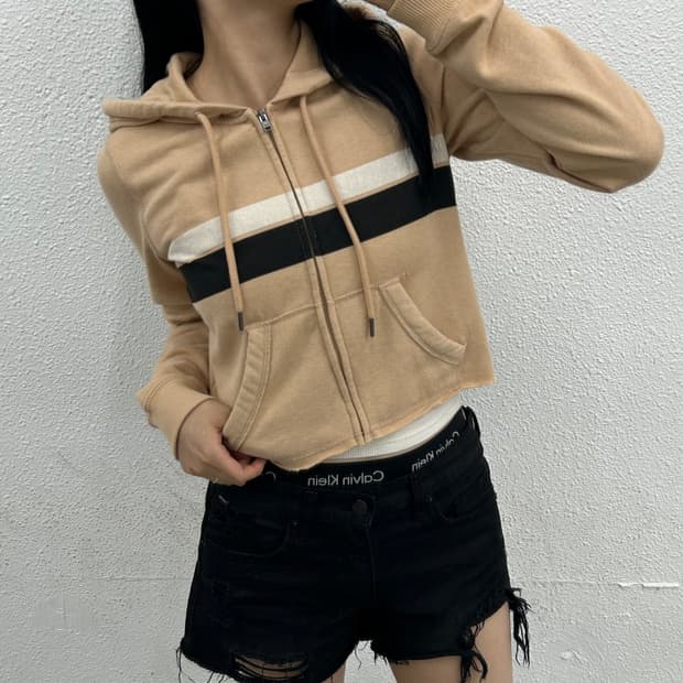 홀리스터 컬러배색 아이보리 집업 XS
