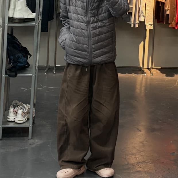 빈티지 그레이 라이트다운 경량 후드자켓 A3092