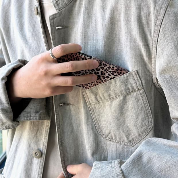 Denim stand collar work jacket