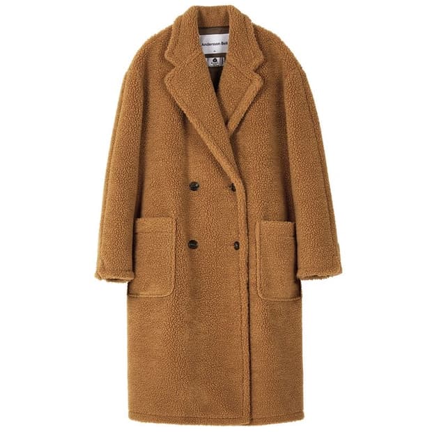 (M) 앤더슨벨 테디베어 울 더블 코트 카멜 브라운