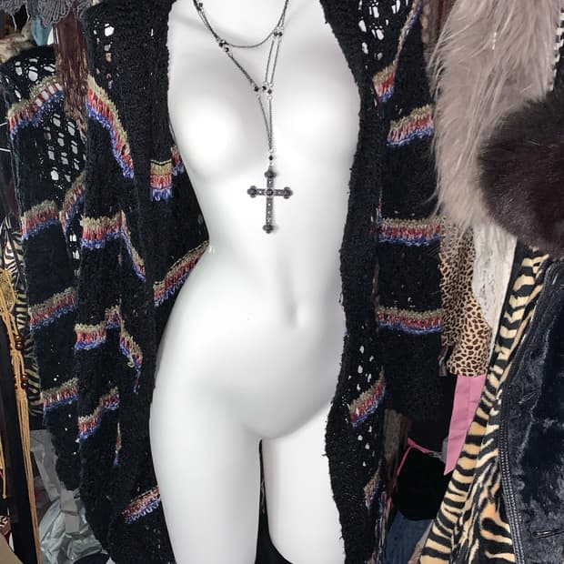 y2k 히피 그런지 보헤미안 그물 후드가디건