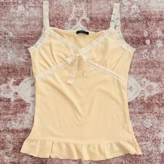 Vintage Ribbon Frill Sleeveless