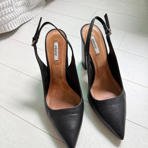 Elorte 블랙 슬링백 힐 7 240