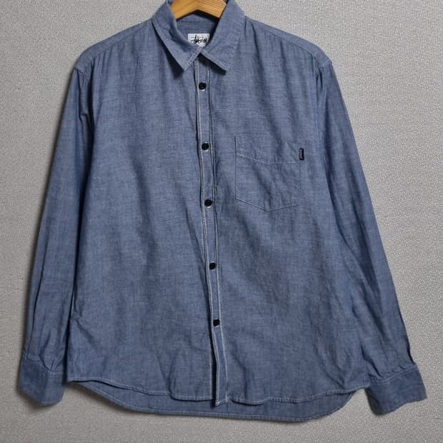 오버핏 M ) 스투시 데님셔츠 청남방