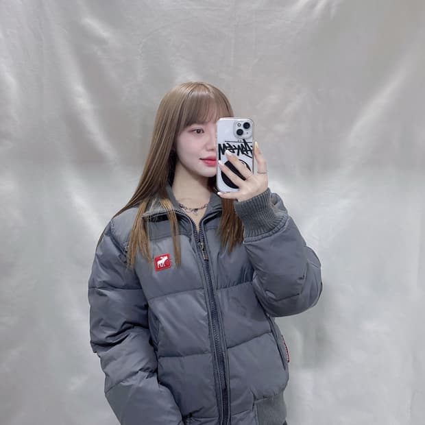 아배크롬비 그레이 패치로고 다운 패딩 