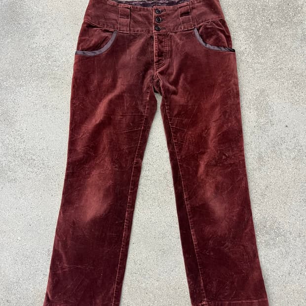 버건디 벨벳 하이웨스트 팬츠