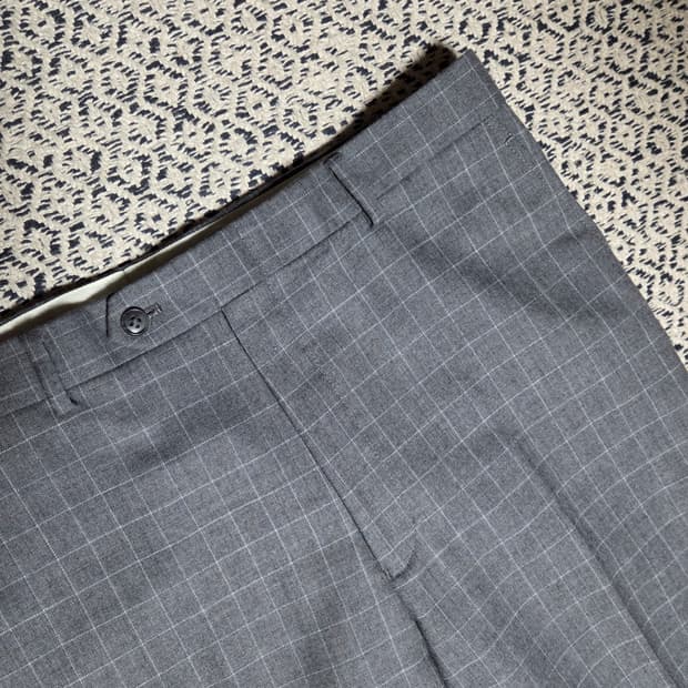 마리끌레르 옴므 체크 울 슬랙스 그레이 32~34