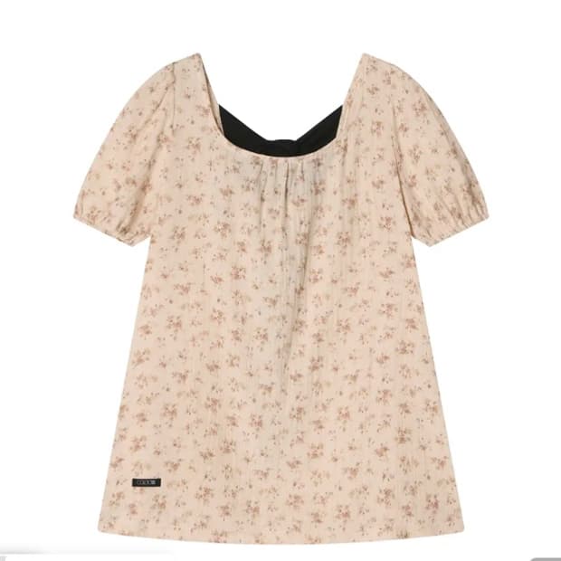 Black Tie Blouse Vintage Flower