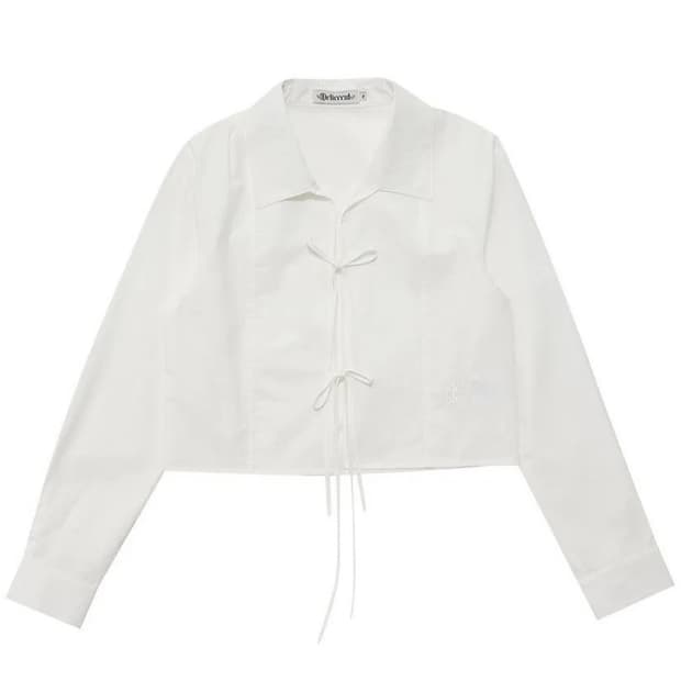 델리센트 리본 크롭 셔츠 화이트