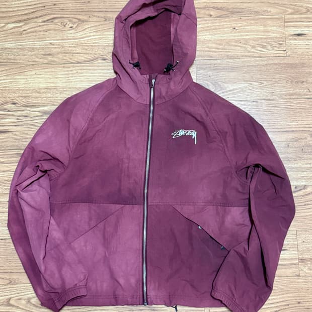 스투시 웨이브 다이 비치 쉘 자켓 마룬 M size