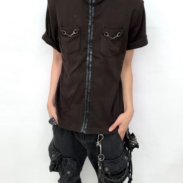 Brown Python leather strap detail top  