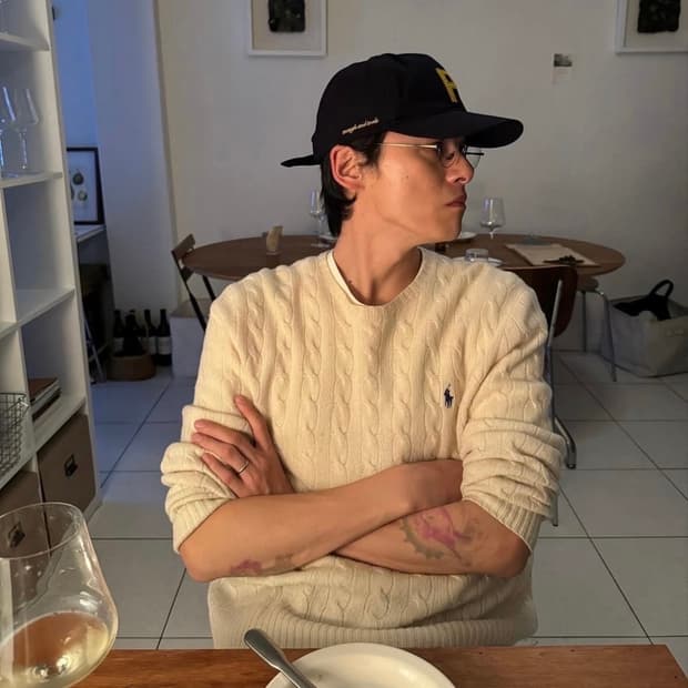 폴로 랄프로렌 울캐시 케이블 니트 아이보리 L