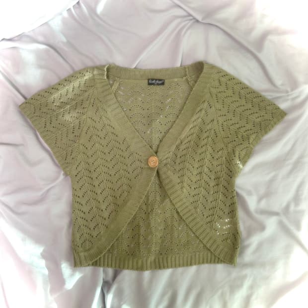 빈티지 완두콩 크로셰 볼레로 가디건 모리걸 그런지페어리 너드 코코모리