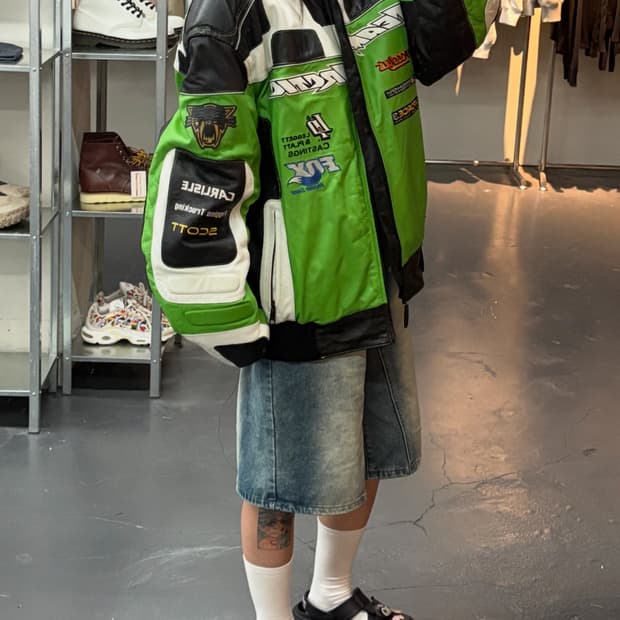 00s VTG 배색 레이싱 레더 재킷 A1768