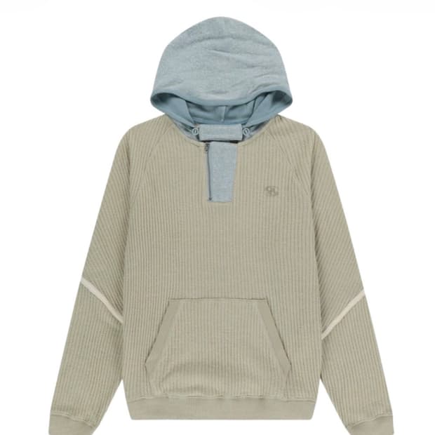 산산기어 리브드 후디 니트 베이지