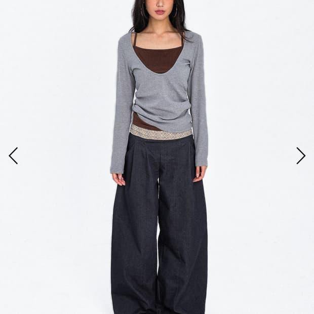 오운서 비치라인 프릴 와이드팬츠